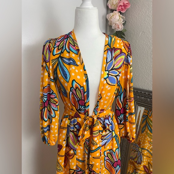 NWT Tabitha Brown x Target Orange Floral Print Long Duster Size XS Kimono Dress - Picture 10 of 15